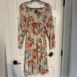 Kate & Mallory Cream Floral Long Sleeve Dress